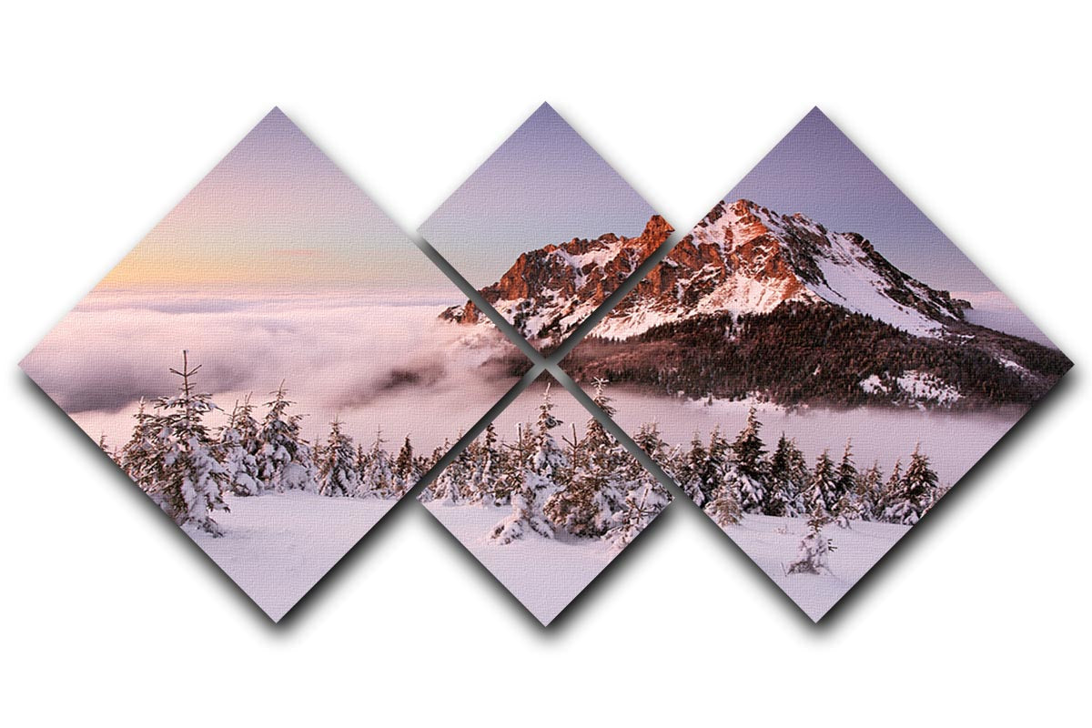 Rozsutec Peak 4 Square Multi Panel Canvas artwork featuring a majestic mountain landscape divided into four equal panels.