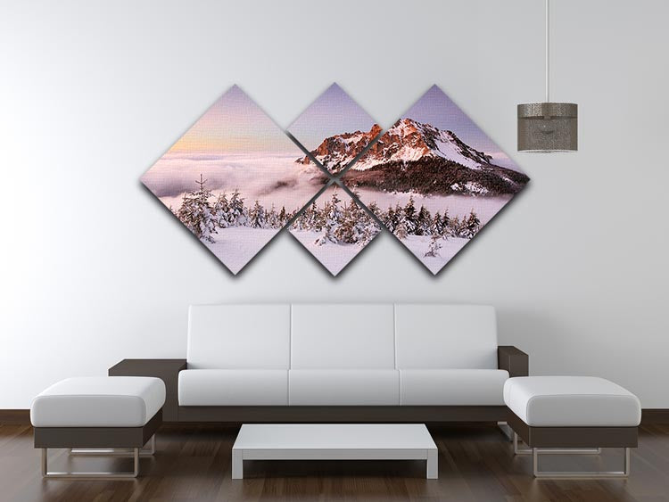 Rozsutec Peak 4 Square Multi Panel Canvas artwork featuring a majestic mountain landscape divided into four equal panels.
