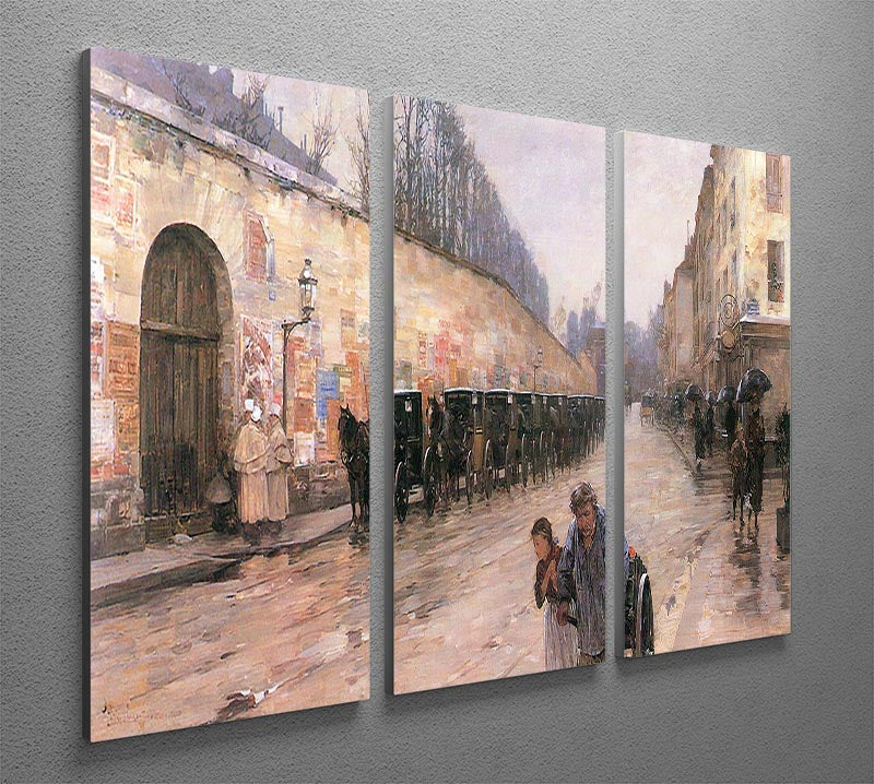 Rue Bonaparte by Hassam 3-panel canvas print showcasing vibrant colors and intricate details, perfect for enhancing any room's decor.