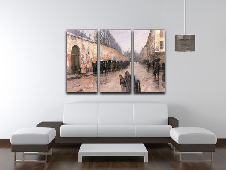 Rue Bonaparte by Hassam 3-panel canvas print showcasing vibrant colors and intricate details, perfect for enhancing any room's decor.
