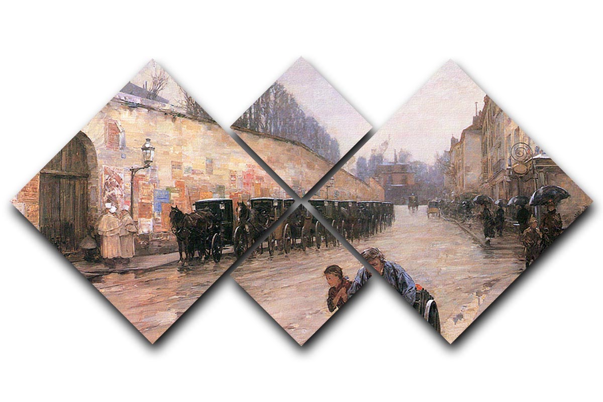 Rue Bonaparte by Hassam 4 Square Multi Panel Canvas featuring vibrant colors and intricate details, perfect for home or office decor.