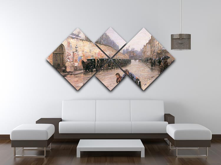 Rue Bonaparte by Hassam 4 Square Multi Panel Canvas featuring vibrant colors and intricate details, perfect for home or office decor.