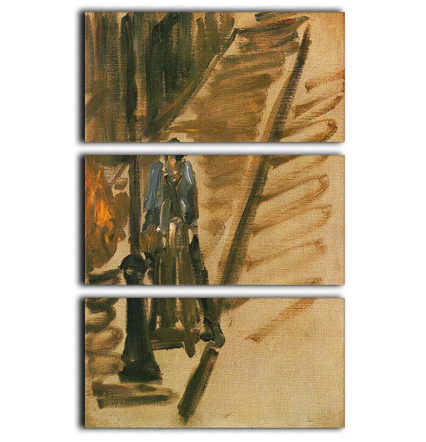 Rue Mossnier with Knife Grinder by Manet, a stunning 3-panel canvas print showcasing elegant artwork.