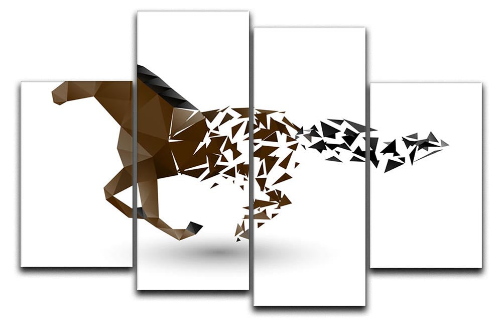 A stunning 4-split canvas artwork featuring a majestic running horse, creating a dynamic and captivating visual effect.