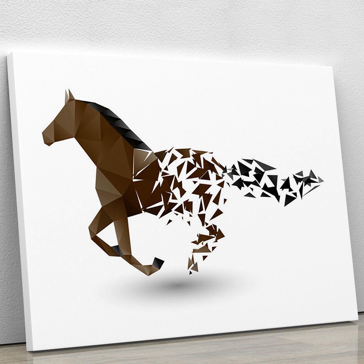 A vibrant canvas print featuring a running horse, showcasing dynamic movement and rich colors, perfect for home decor.