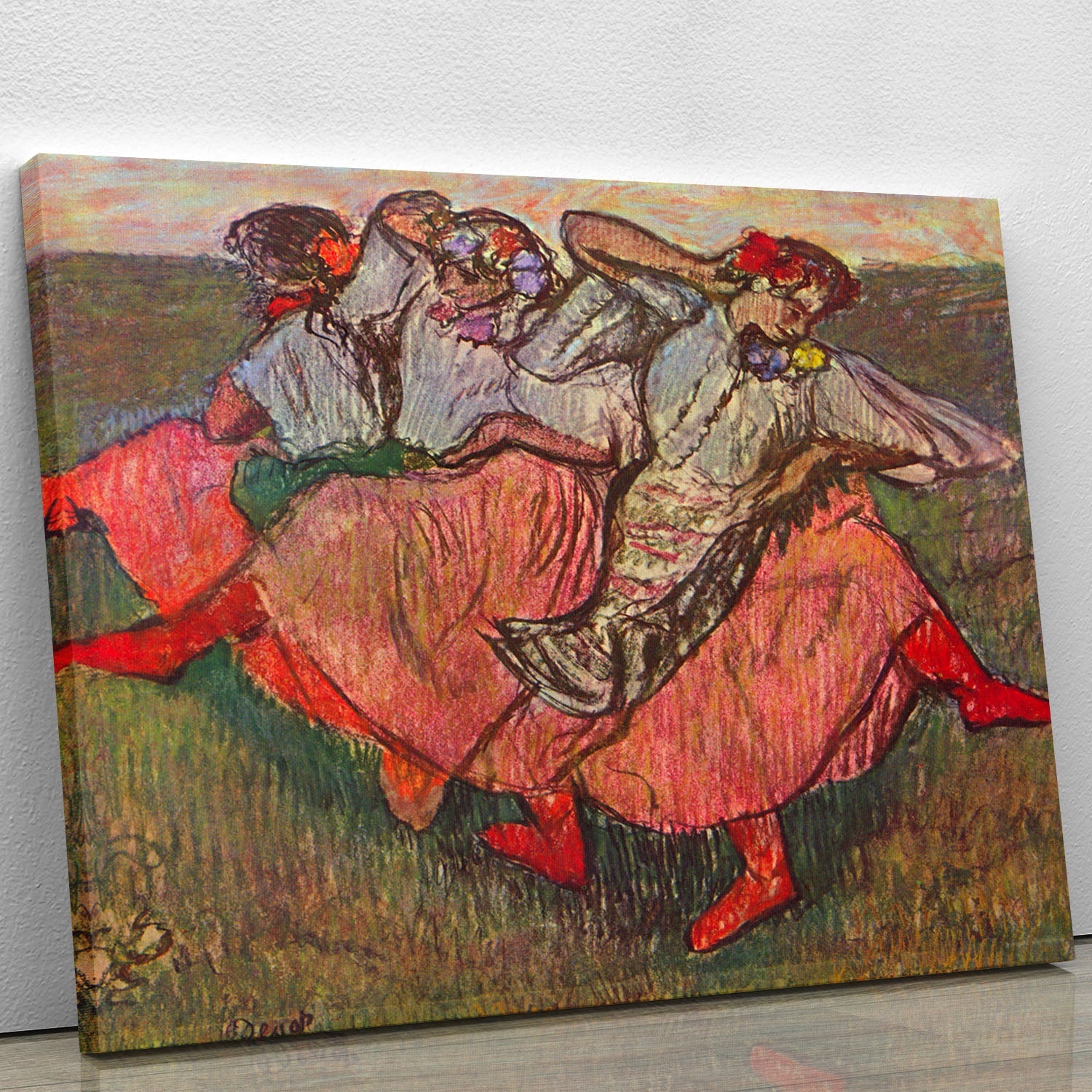 Canvas print of Russian Dancers by Degas, showcasing elegant ballet dancers in motion, perfect for home decor.