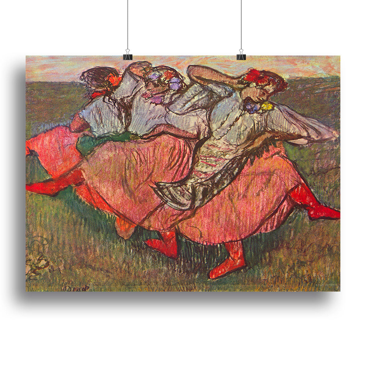Canvas print of Russian Dancers by Degas, showcasing elegant ballet dancers in motion, perfect for home decor.