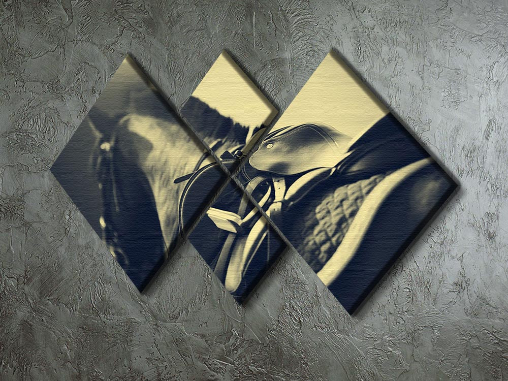 A stylish 4 Square Multi Panel saddle with stirrups designed for sport horses, showcasing its unique square design.