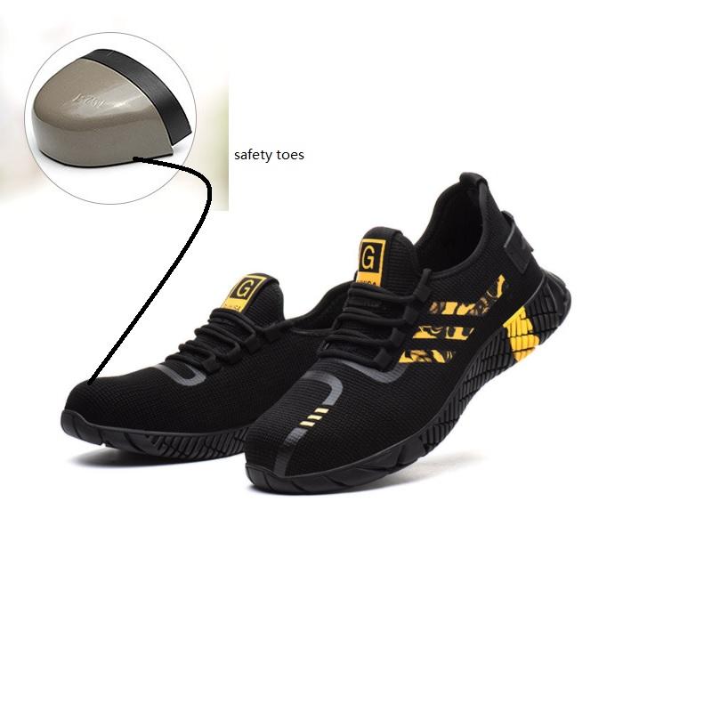 Men's Steel Toe Cap Safety Shoes designed for outdoor work and hiking, featuring breathable woven upper and anti-piercing technology.