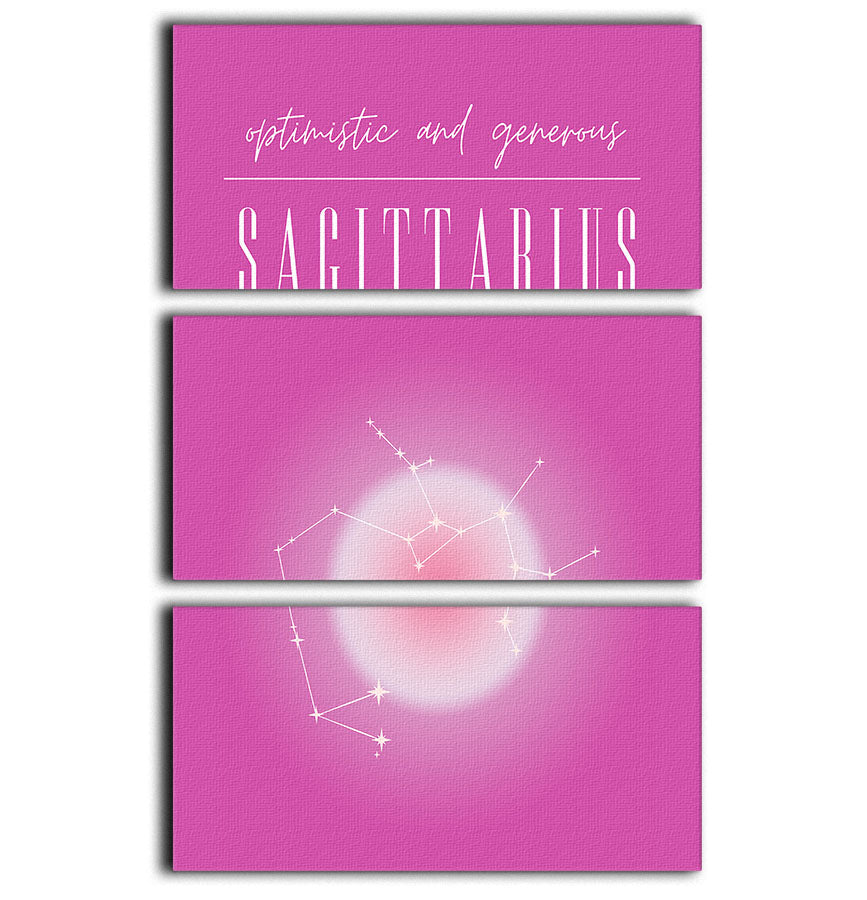 Sagittarius Celestial Print 3 Split Panel Canvas Print featuring a cosmic design with vibrant colors and intricate details.