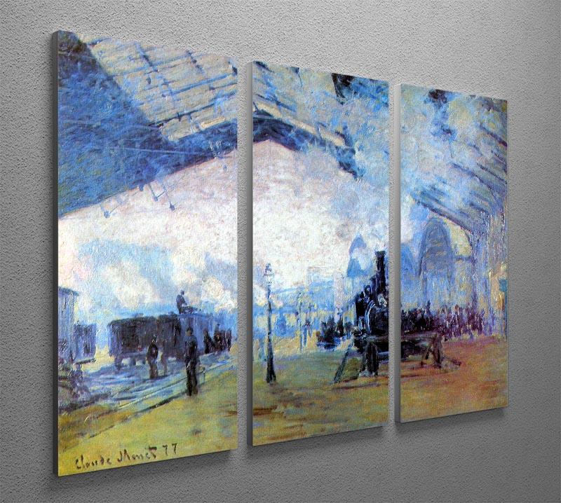 Saint Lazare station in Paris by Monet, a stunning 3-panel canvas print showcasing impressionist art.