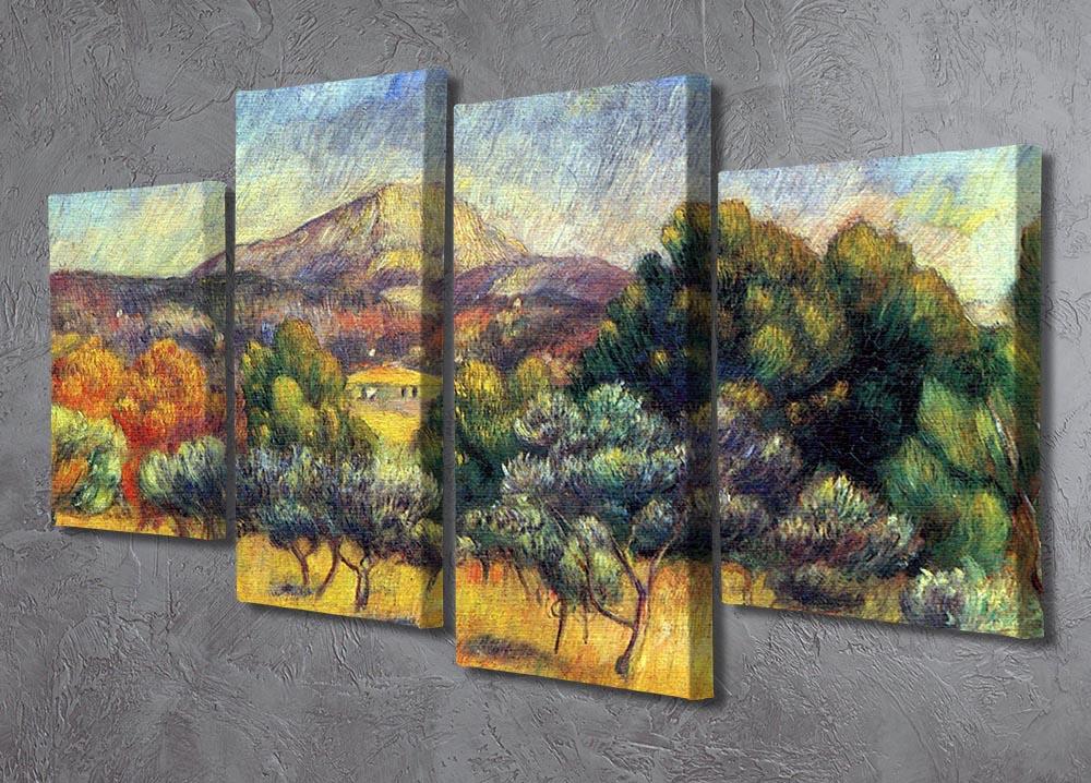 A stunning 4-split canvas artwork depicting Sainte Vicoria Mountain by Renoir, showcasing vibrant colors and intricate details across four panels.