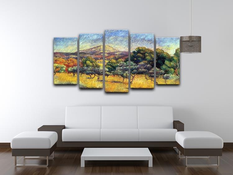 A stunning 5-split canvas artwork featuring Renoir's Sainte Vicoria Mountain, showcasing vibrant colors and impressionistic style.