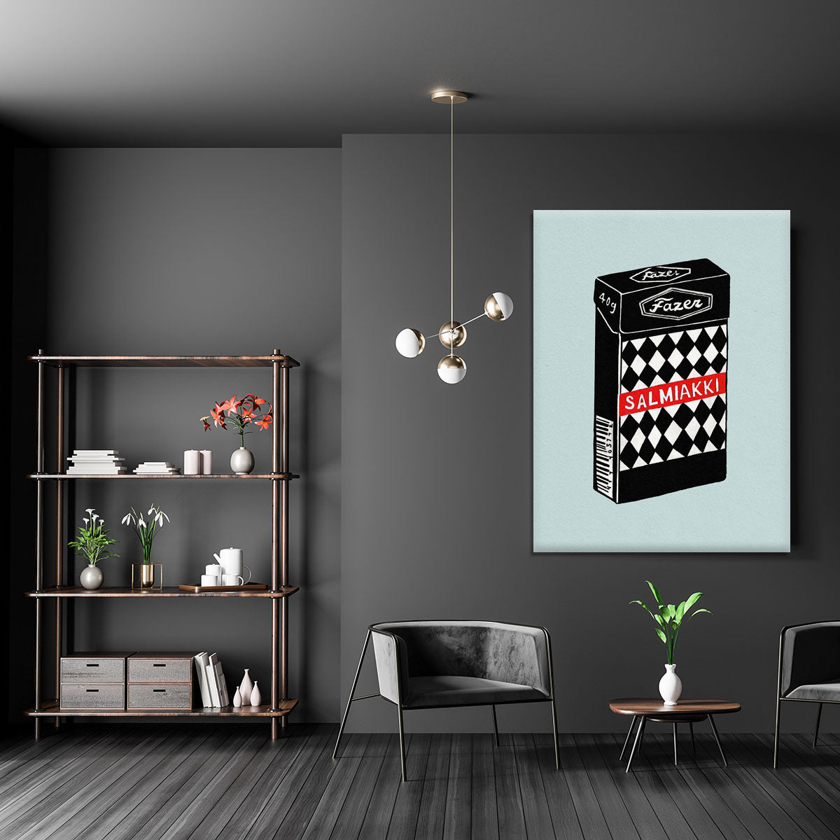 Salmiakki Canvas Print featuring a unique design, perfect for home or office decor.