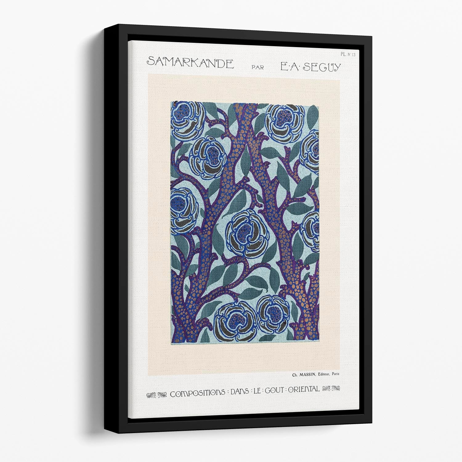 Samarkande 13 Floating Framed Canvas featuring vibrant abstract colors in an elegant wooden frame, perfect for modern home decor.