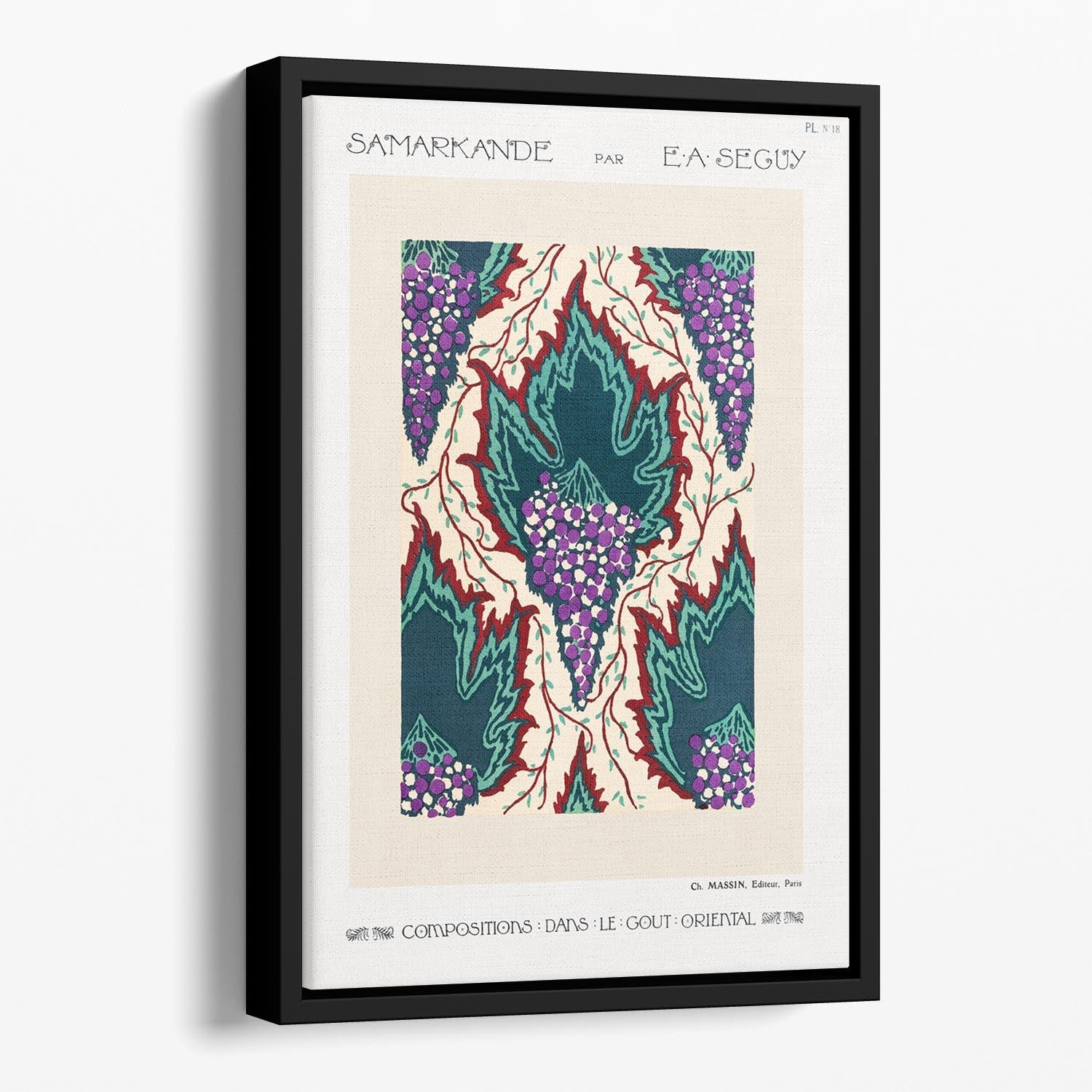 Samarkande 18 Floating Framed Canvas featuring vibrant abstract colors in an elegant wooden frame.