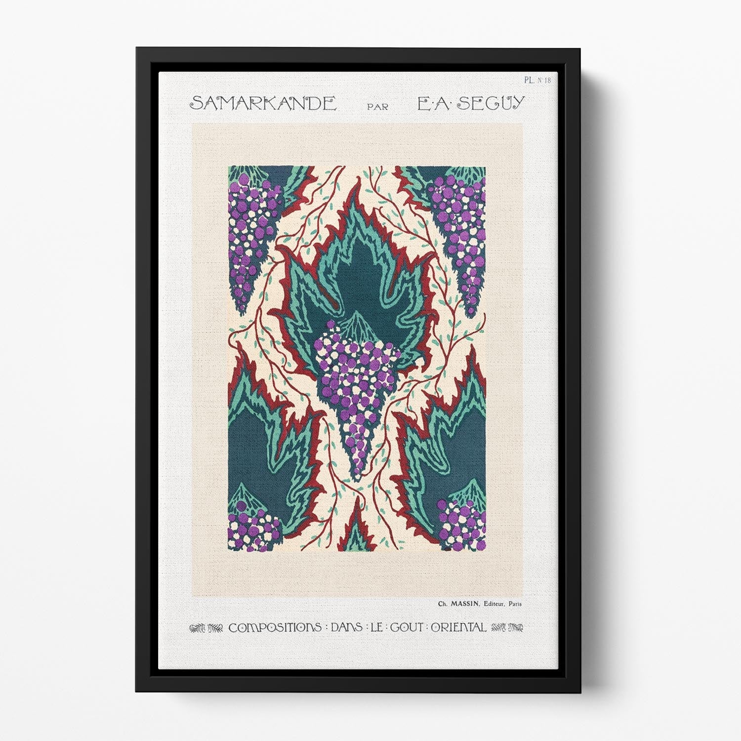 Samarkande 18 Floating Framed Canvas featuring vibrant abstract colors in an elegant wooden frame.