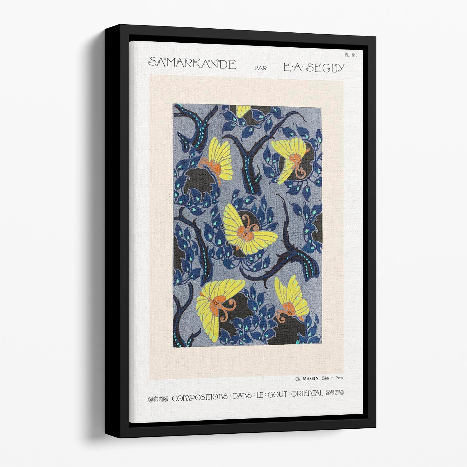 Samarkande 5 Floating Framed Canvas featuring vibrant abstract design in a handcrafted wooden frame, perfect for modern home decor.