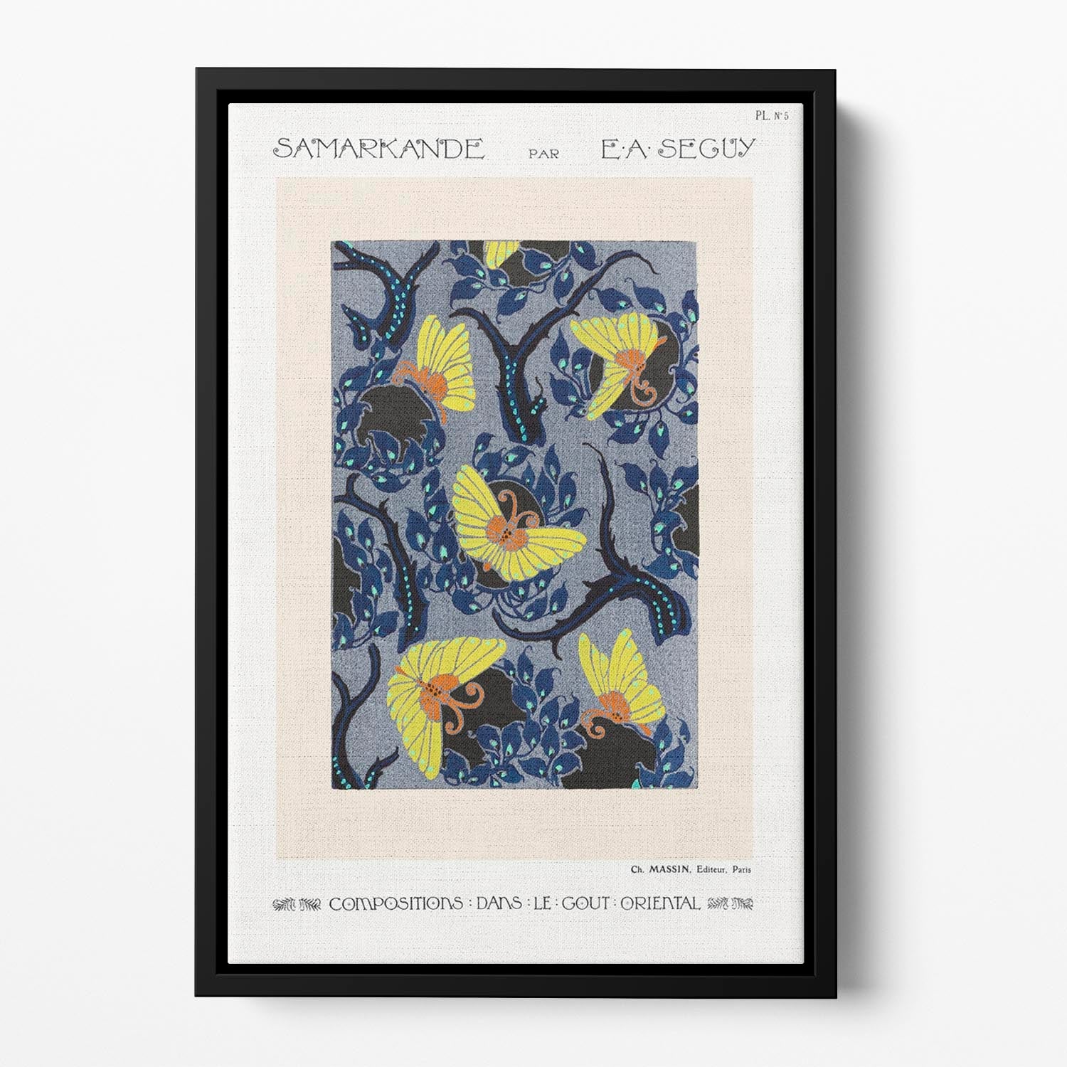 Samarkande 5 Floating Framed Canvas featuring vibrant abstract design in a handcrafted wooden frame, perfect for modern home decor.