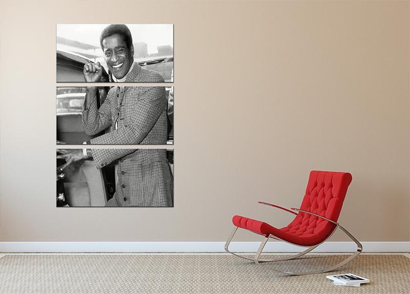 A stunning 3-panel canvas print featuring Sammy Davis Jr from 1969, showcasing vibrant colors and intricate details.