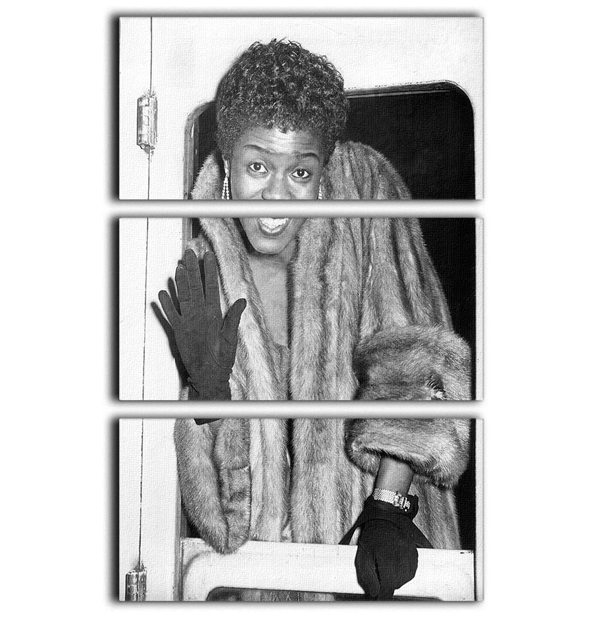 Sara Vaughan 1962 3-panel canvas print showcasing vibrant colors and elegant design.