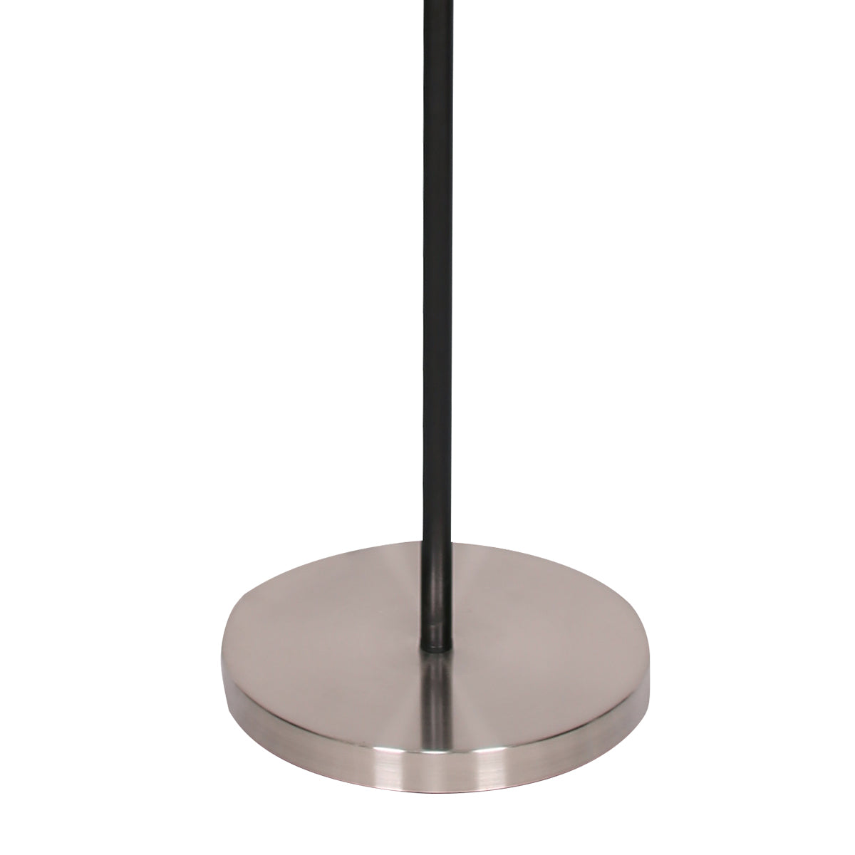 Sarantino 3-Shade Metal Floor Lamp featuring brushed nickel shades and a matte black pole, showcasing mid-century modern design.