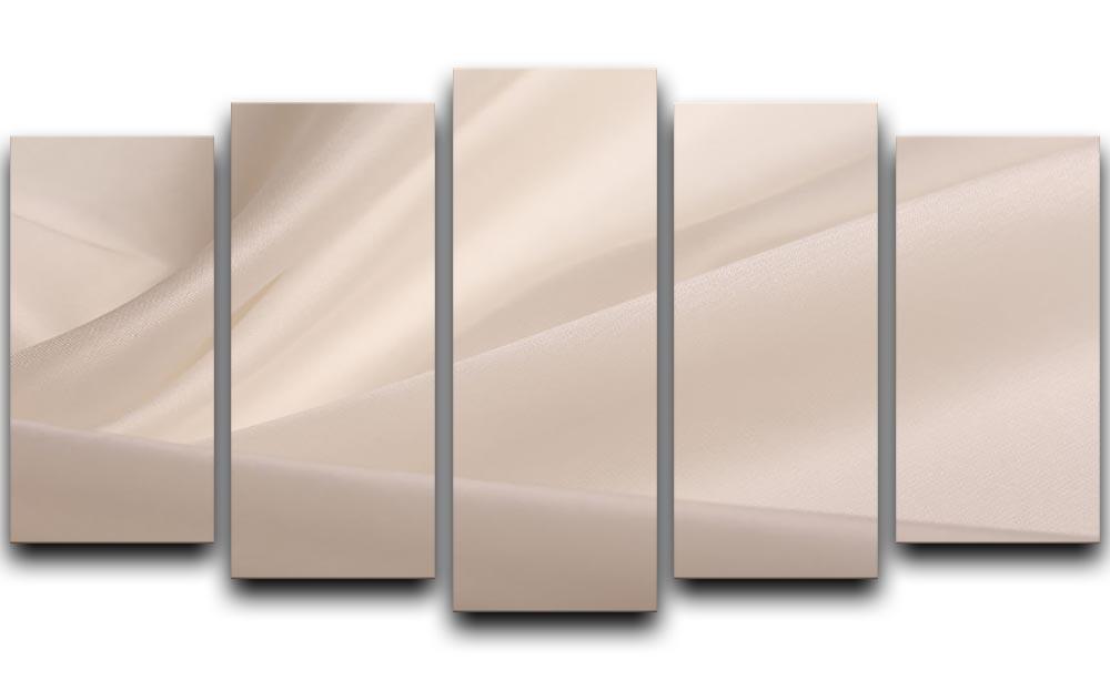 Satin fabric champagne 5 split panel canvas artwork showcasing elegant design and luxurious texture.