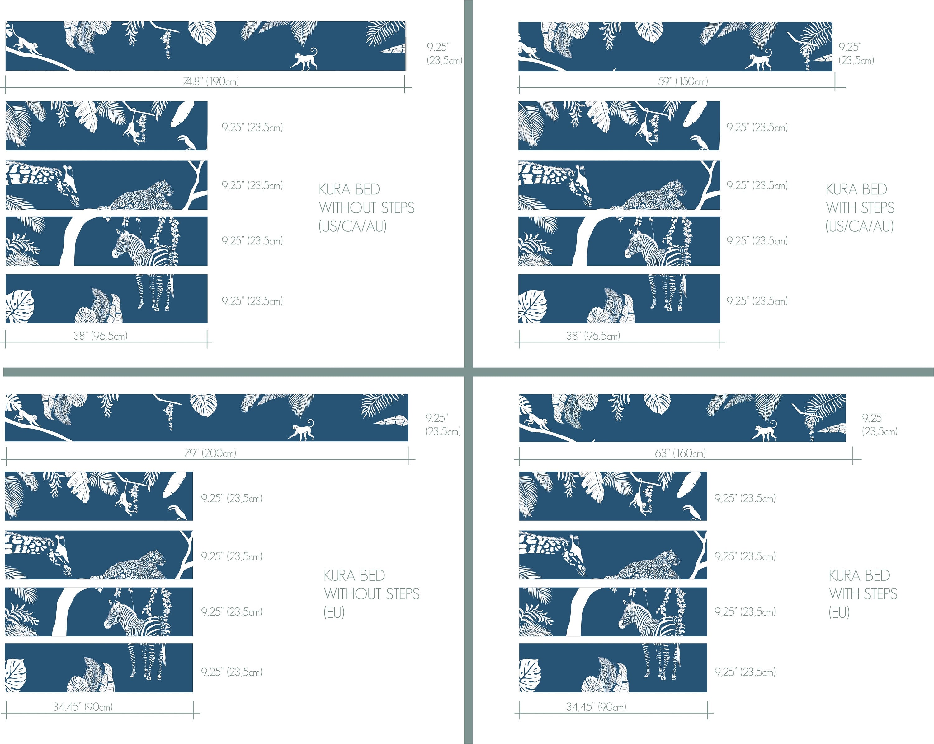 Colorful peel-and-stick safari-themed decals for children's room decor, featuring jungle animals and nature elements.