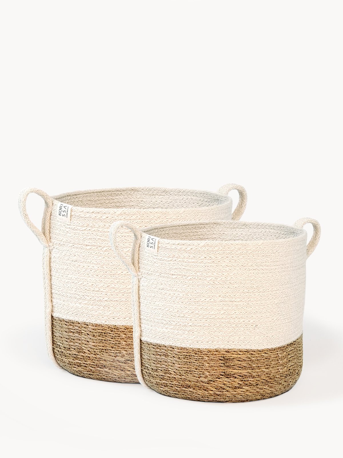 Savar Basket with Side Handle made from natural jute and seagrass, showcasing its unique handwoven design and eco-friendly materials.