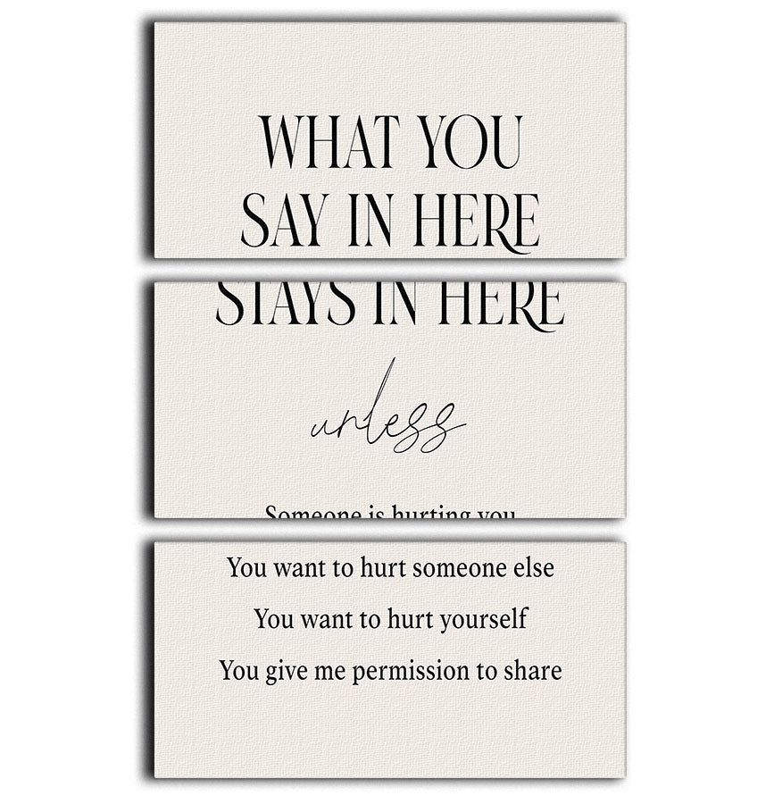 Saysherestayhere 3 Split Panel Canvas Print showcasing three panels with a cohesive design, perfect for home or office decor.