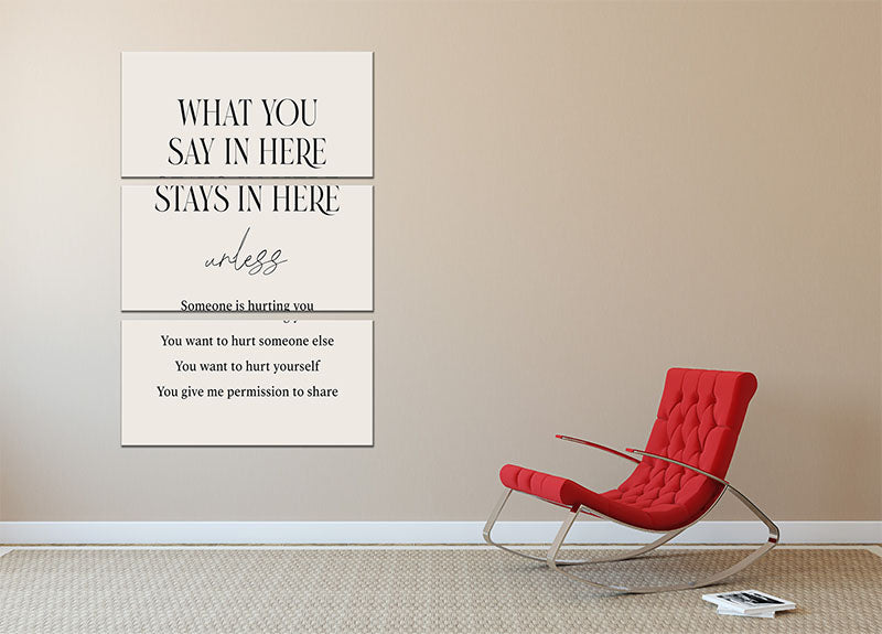 Saysherestayhere 3 Split Panel Canvas Print showcasing three panels with a cohesive design, perfect for home or office decor.