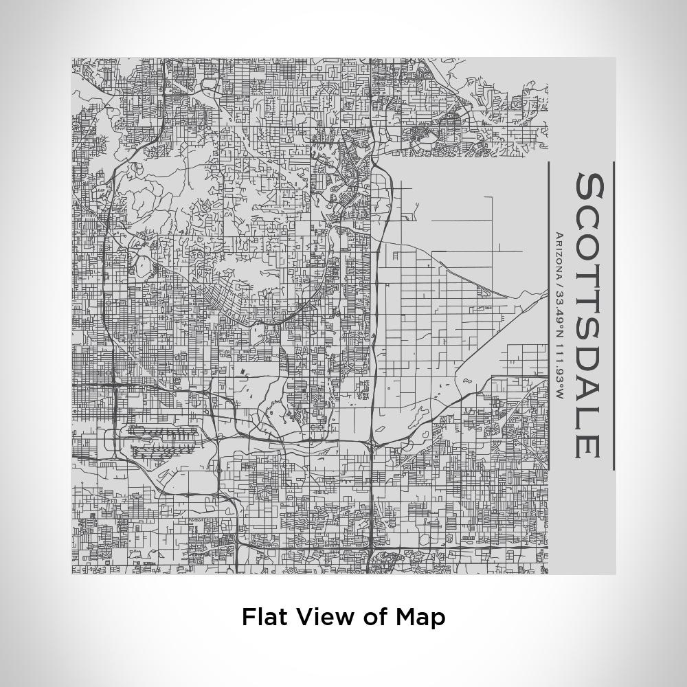 Custom engraved stainless steel tumbler featuring a detailed map of Scottsdale, Arizona with coordinates.