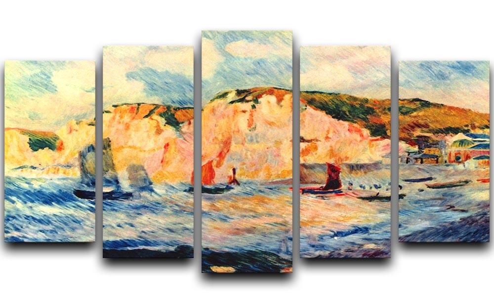 A beautiful 5-split canvas artwork featuring Renoir's Sea and Cliffs, showcasing vibrant colors and dynamic design.