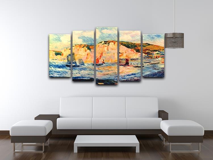 A beautiful 5-split canvas artwork featuring Renoir's Sea and Cliffs, showcasing vibrant colors and dynamic design.