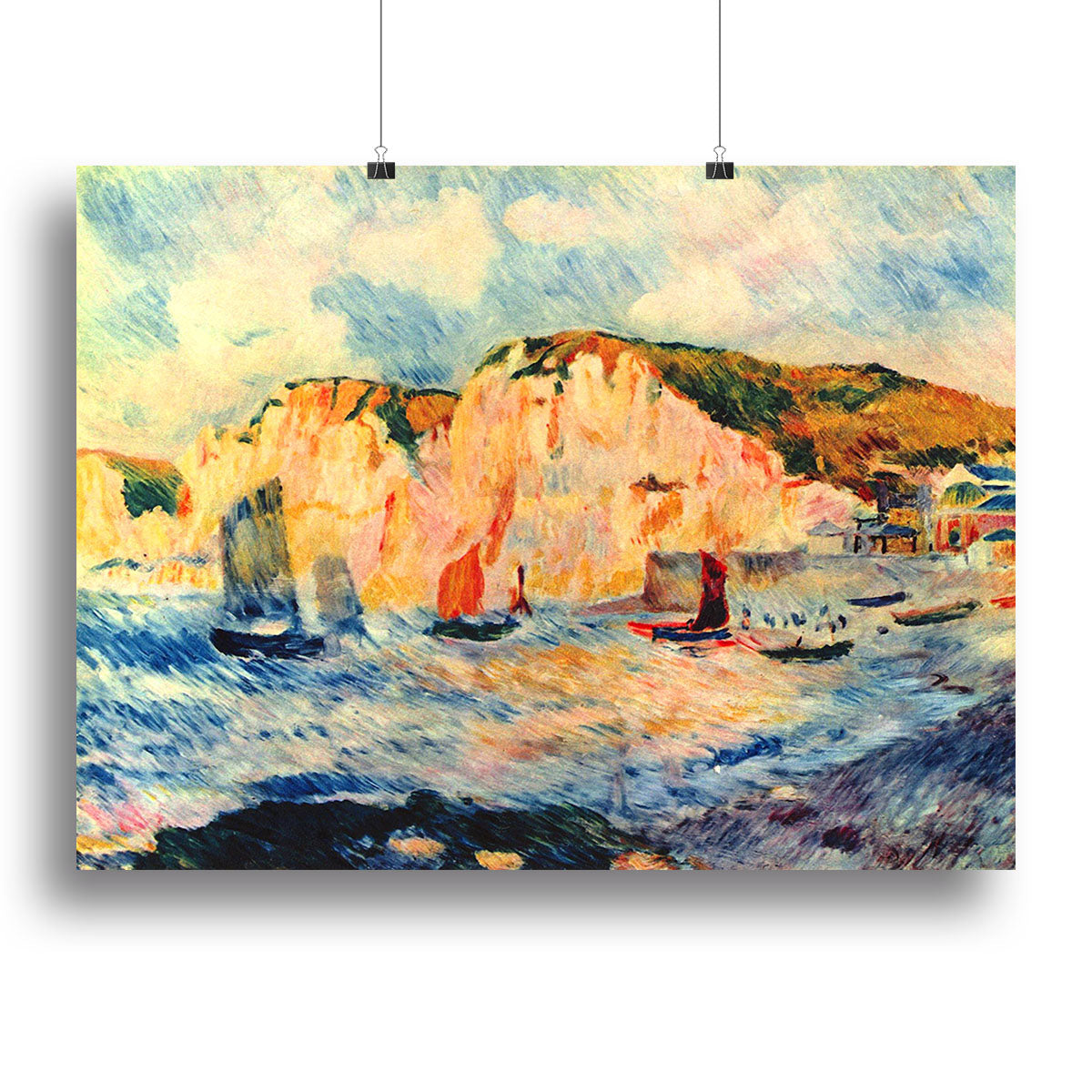 Canvas print of Sea and Cliffs by Renoir, showcasing vibrant colors and serene natural scenery, perfect for home decor.