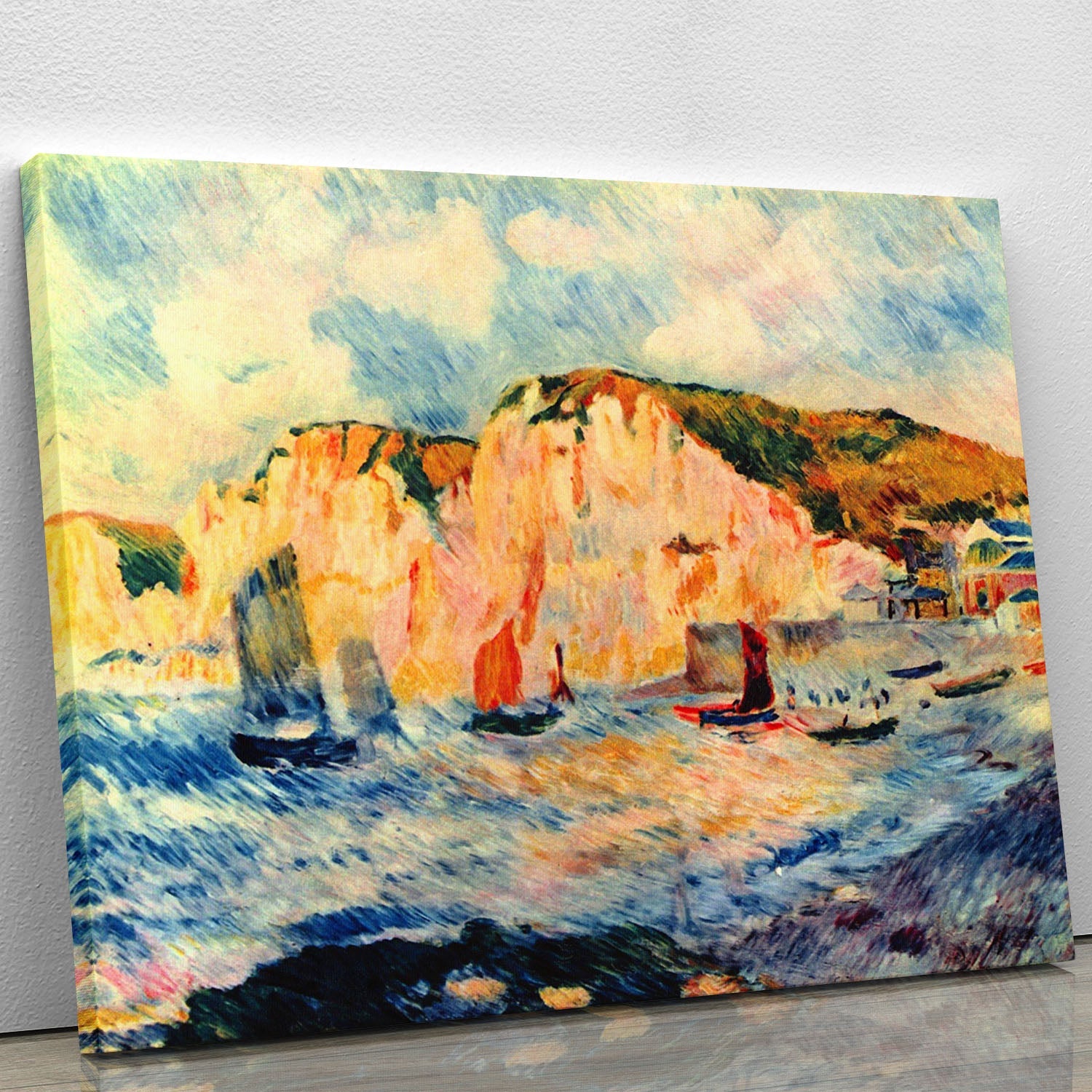 Canvas print of Sea and Cliffs by Renoir, showcasing vibrant colors and serene natural scenery, perfect for home decor.