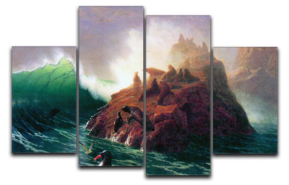 Seal Rock California 4 Split Panel Canvas artwork featuring serene coastal scenery divided into four panels.