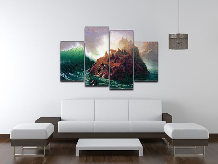 Seal Rock California 4 Split Panel Canvas artwork featuring serene coastal scenery divided into four panels.