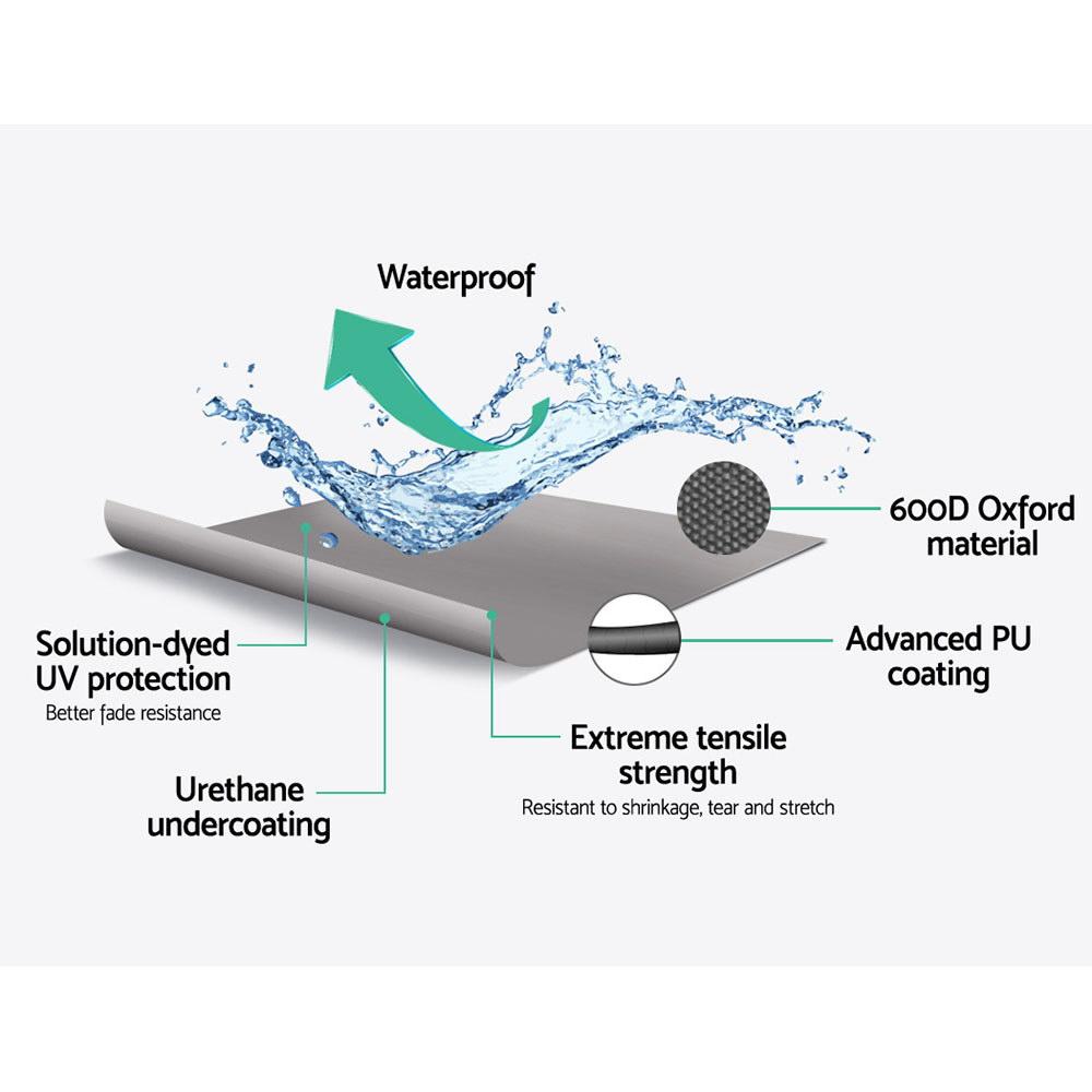 Seamanship 14-16ft Boat Cover in grey, made from durable 600D polyester, showcasing its waterproof and UV-resistant features.