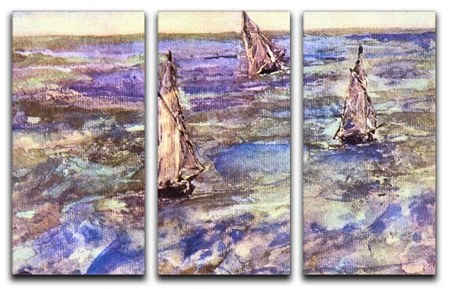 Three-panel canvas print of Seascape 1873 by Manet, showcasing vibrant colors and intricate details.
