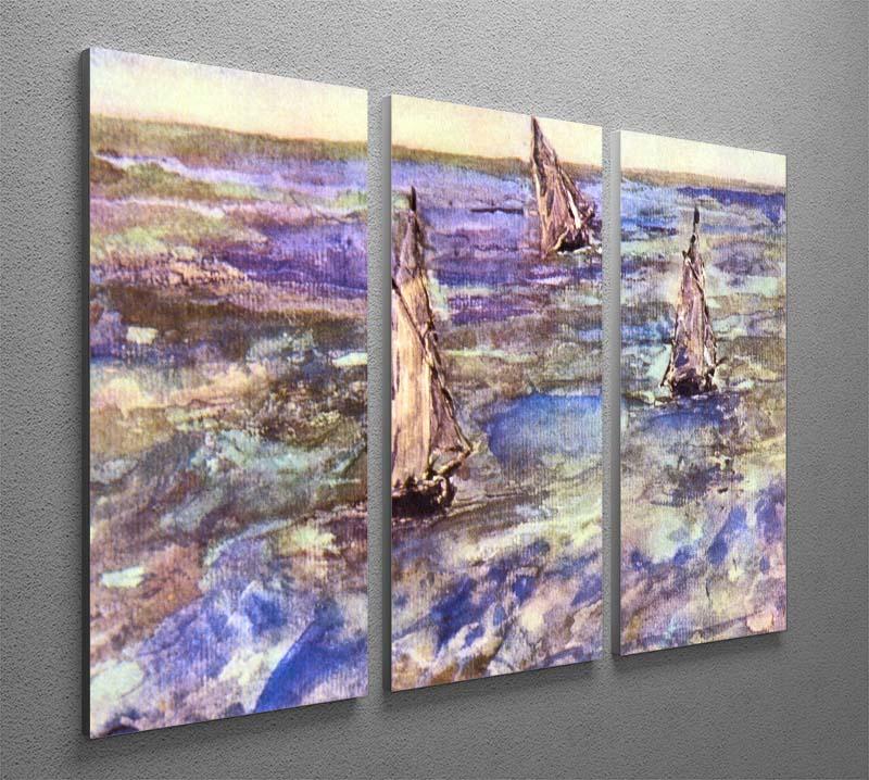 Three-panel canvas print of Seascape 1873 by Manet, showcasing vibrant colors and intricate details.