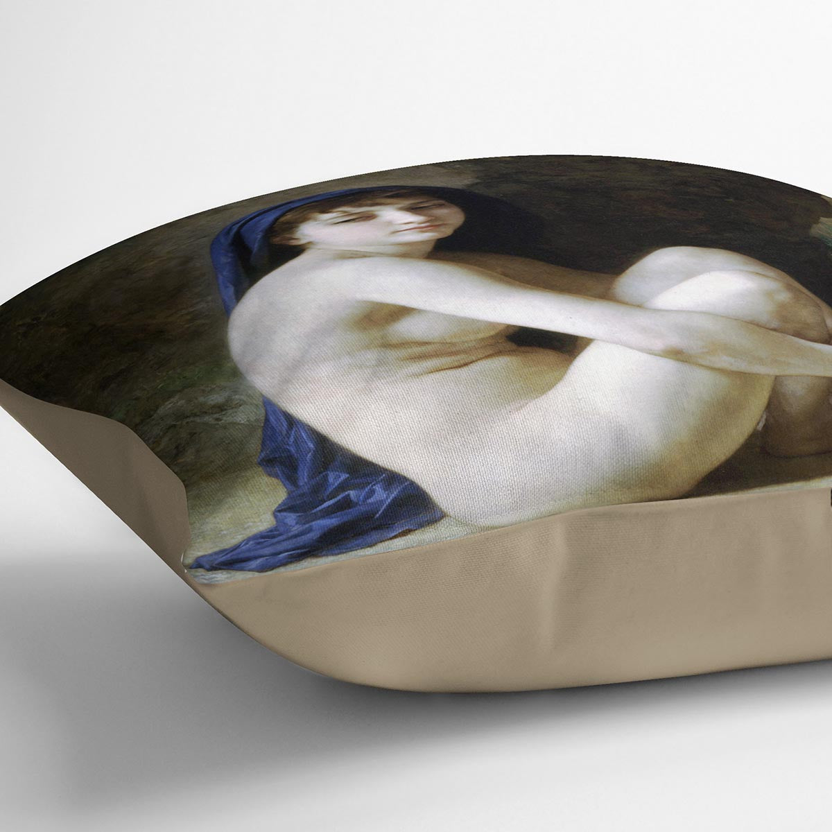 Seated Nude By Bouguereau Cushion featuring vibrant abstract design on luxurious vegan faux suede.