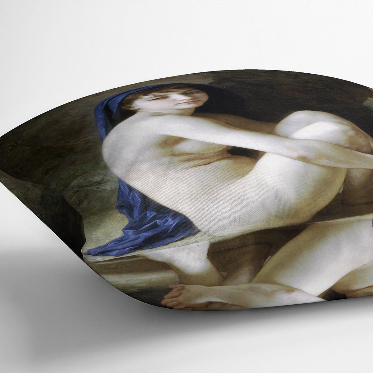 Seated Nude By Bouguereau Cushion featuring vibrant abstract design on luxurious vegan faux suede.