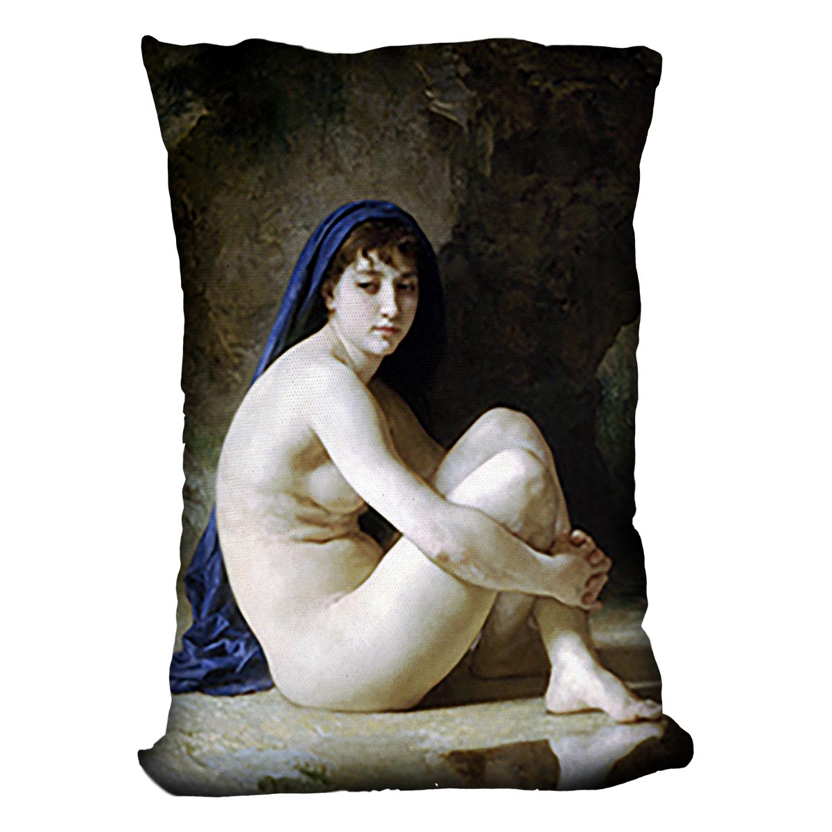 Seated Nude By Bouguereau Cushion featuring vibrant abstract design on luxurious vegan faux suede.
