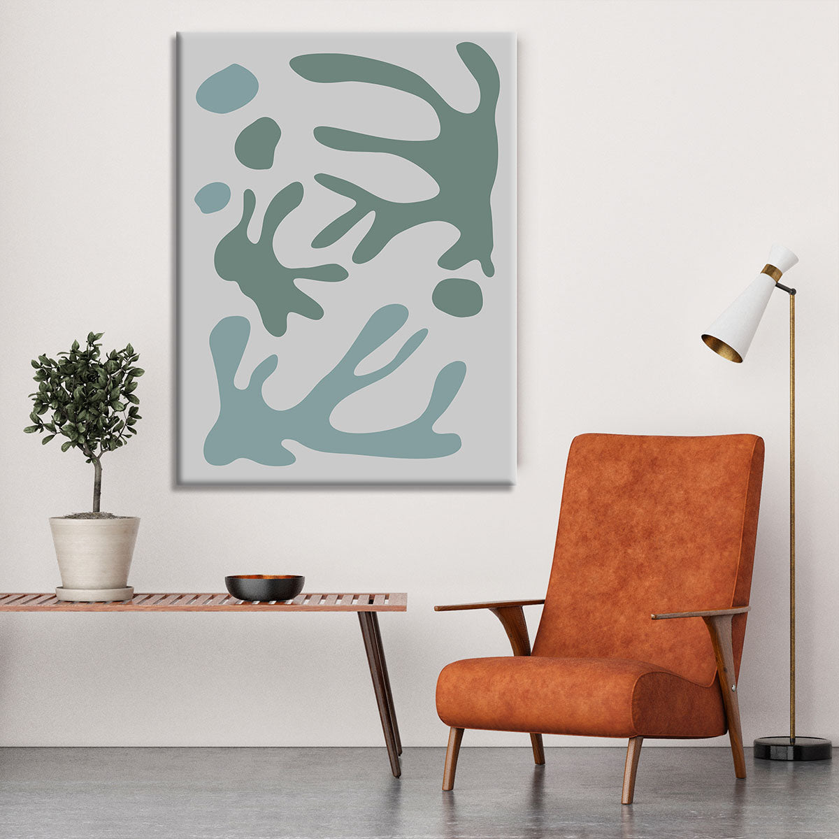 Seaweed Teal No 1 Canvas Print featuring intricate seaweed designs in vibrant teal colors, perfect for modern decor.