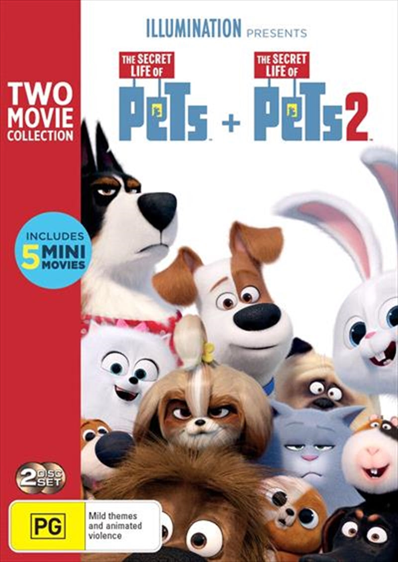 The Secret Life Of Pets DVD collection featuring two animated films about pets' adventures.