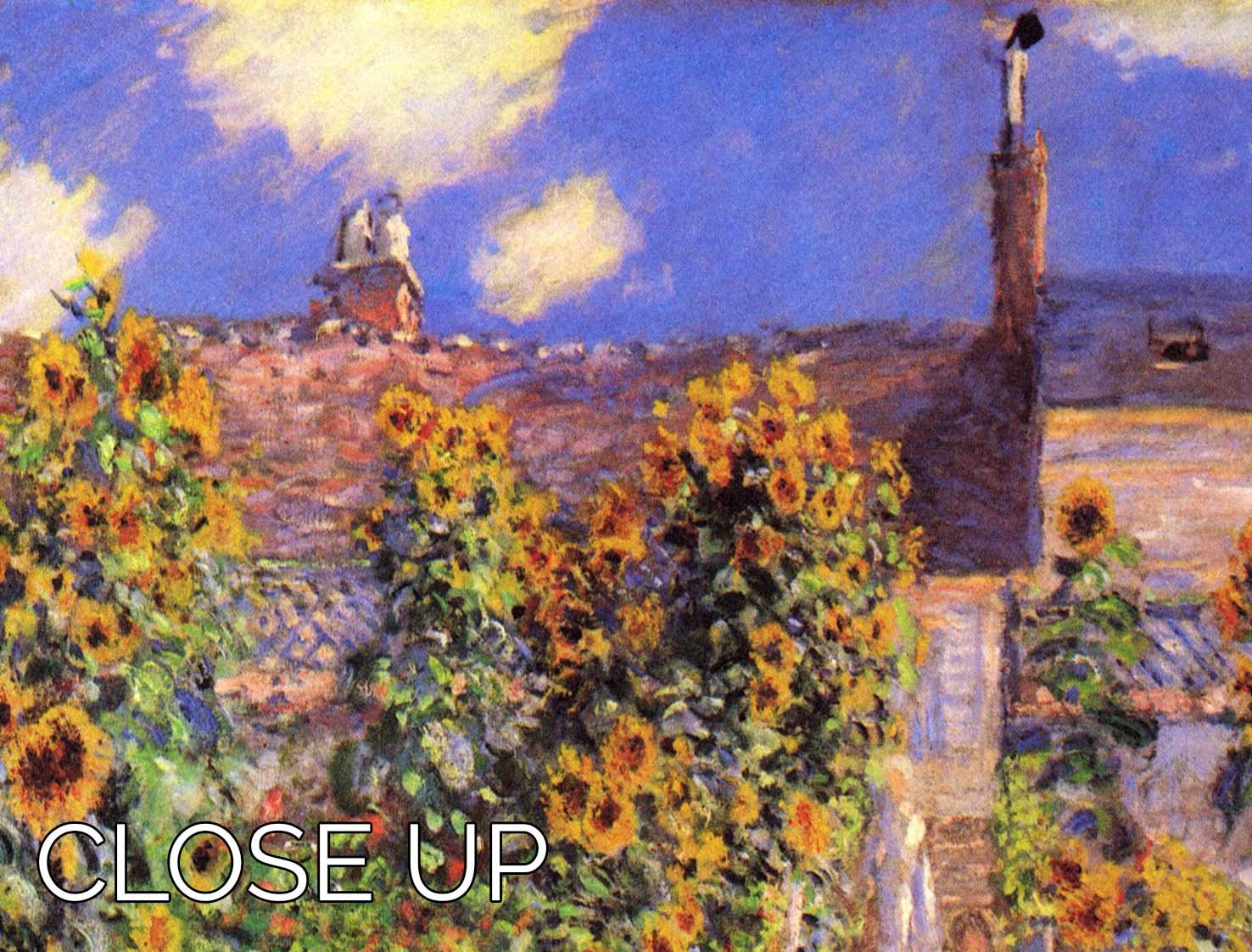 Three-panel canvas print of Monet's Seine bank at Vetheuil, showcasing vibrant colors and intricate details.