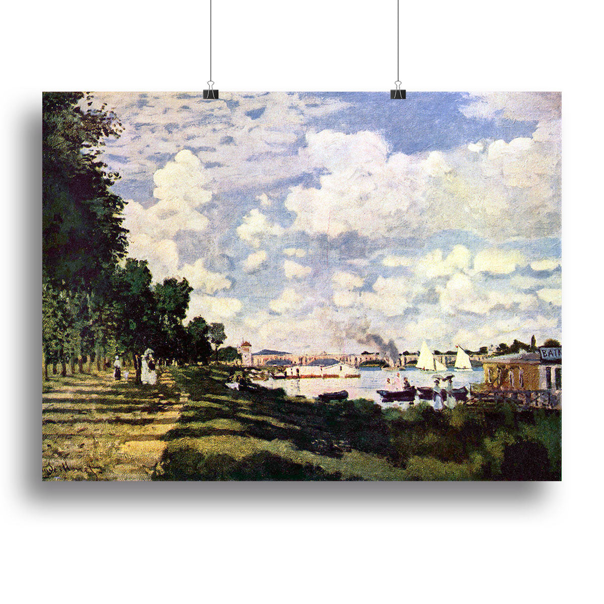 Canvas print of Monet's Seine basin near Argenteuil, showcasing vibrant colors and serene landscape.