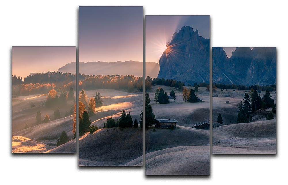 Seiser Alm in Italy 4 Split Panel Canvas artwork showcasing a beautiful landscape divided into four panels.