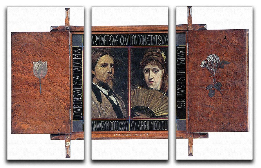 A stunning 3-panel canvas art featuring the self-portrait by Lawrence Alma Tadema and Laura Theresa Epps, showcasing intricate details and vibrant colors.